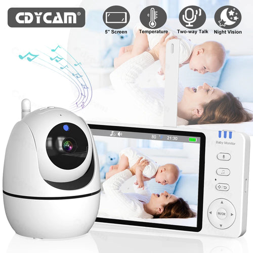 מוניטור וידאו לתינוק 5 אינץ' HD 720P עם מצלמת PTZ